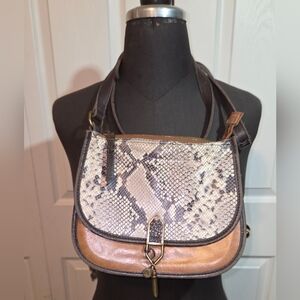 The Sak Snakeskin and Brown Shoulder Bag